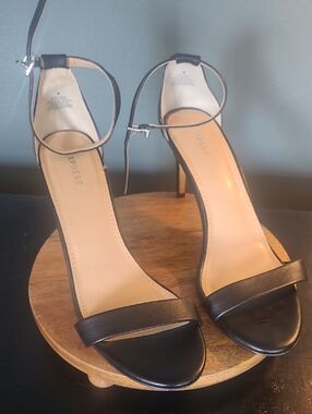 Express Black Open-Toe Ankle Strap Stiletto Sandals